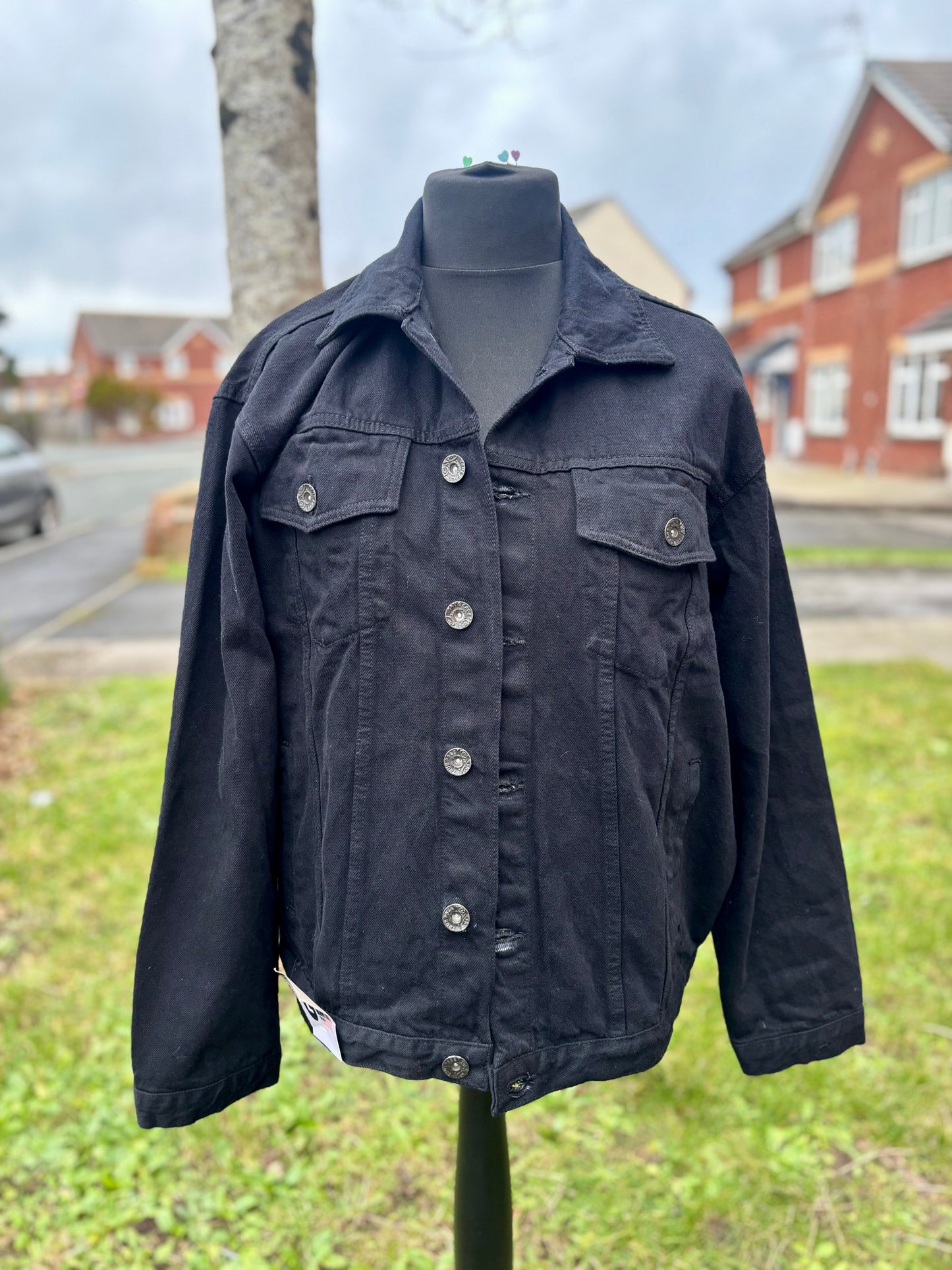 Spider Web Mesh Panel Black Denim Jacket