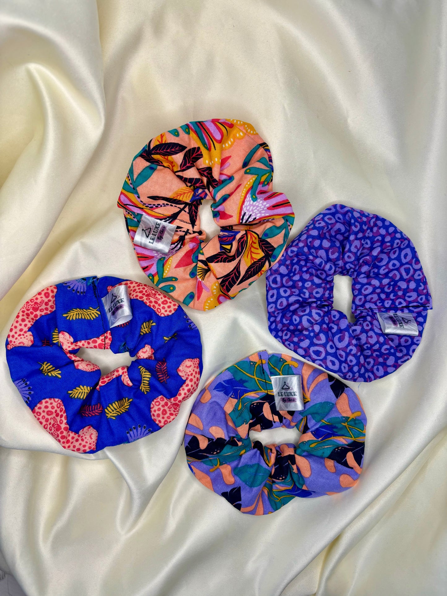 Tropical Leopard Scrunchies