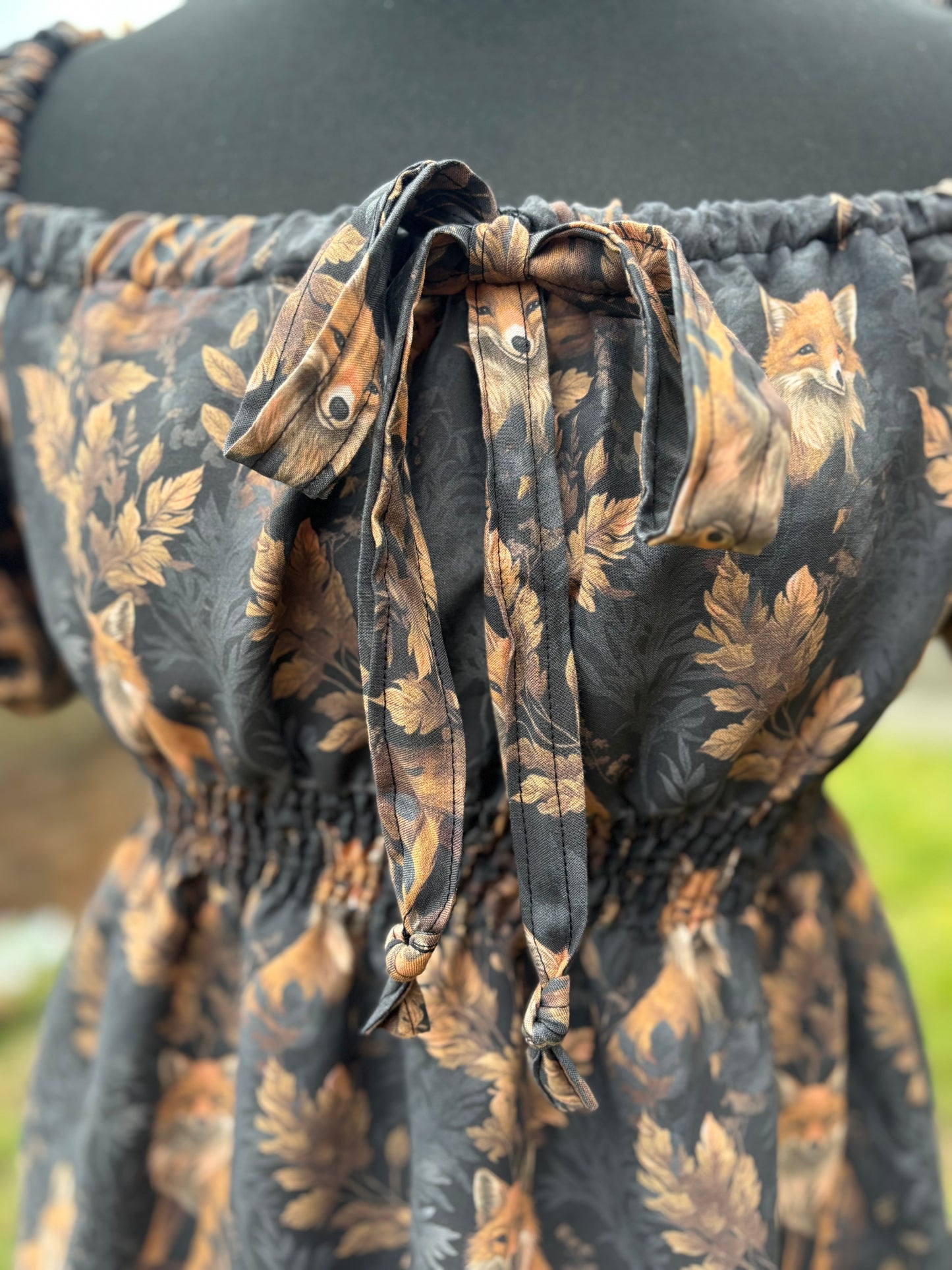 Milkmaid Midi Dress - Foxes fabric