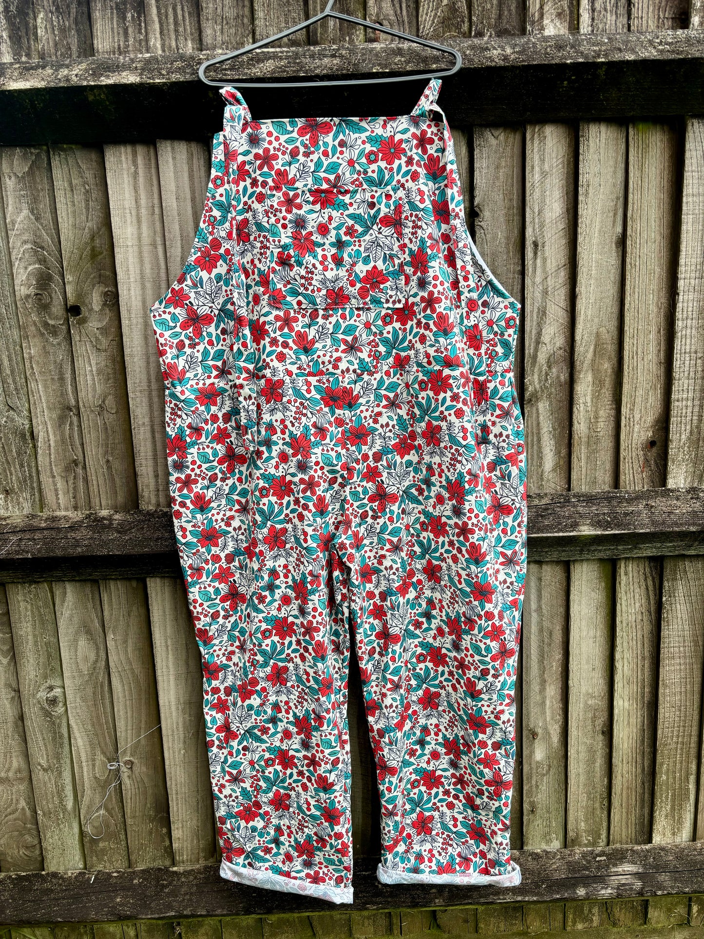 Dungarees - Christmas Floral fabric