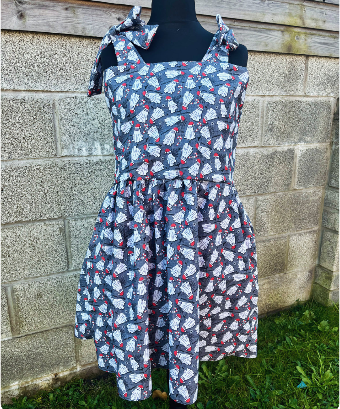 Baby Doll Dress in Creepmas Ghosts fabrics