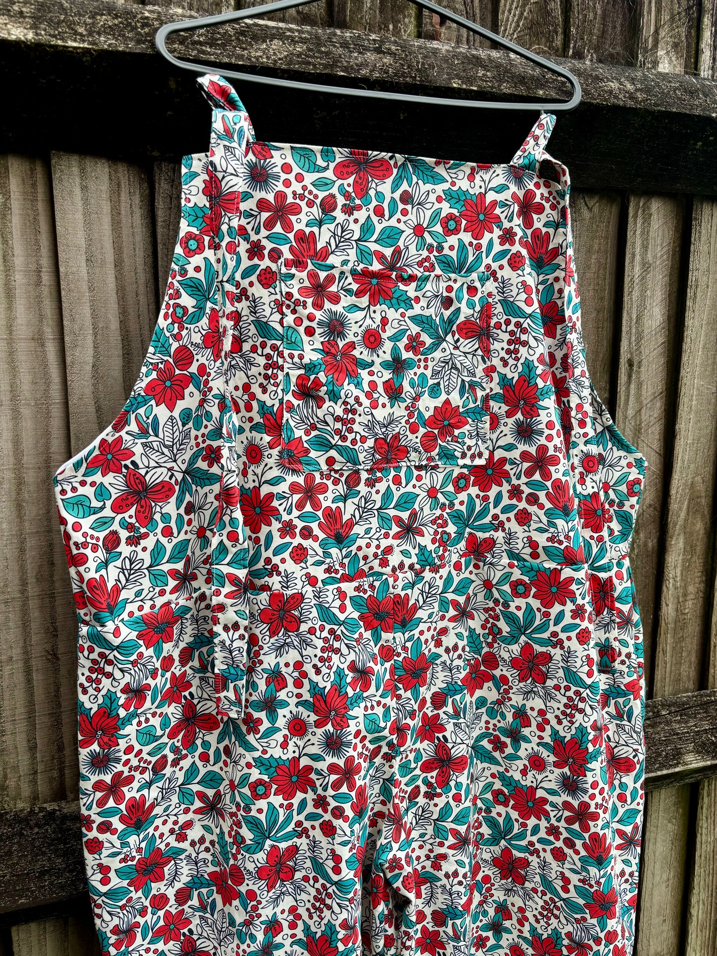 Dungarees - Christmas Floral fabric