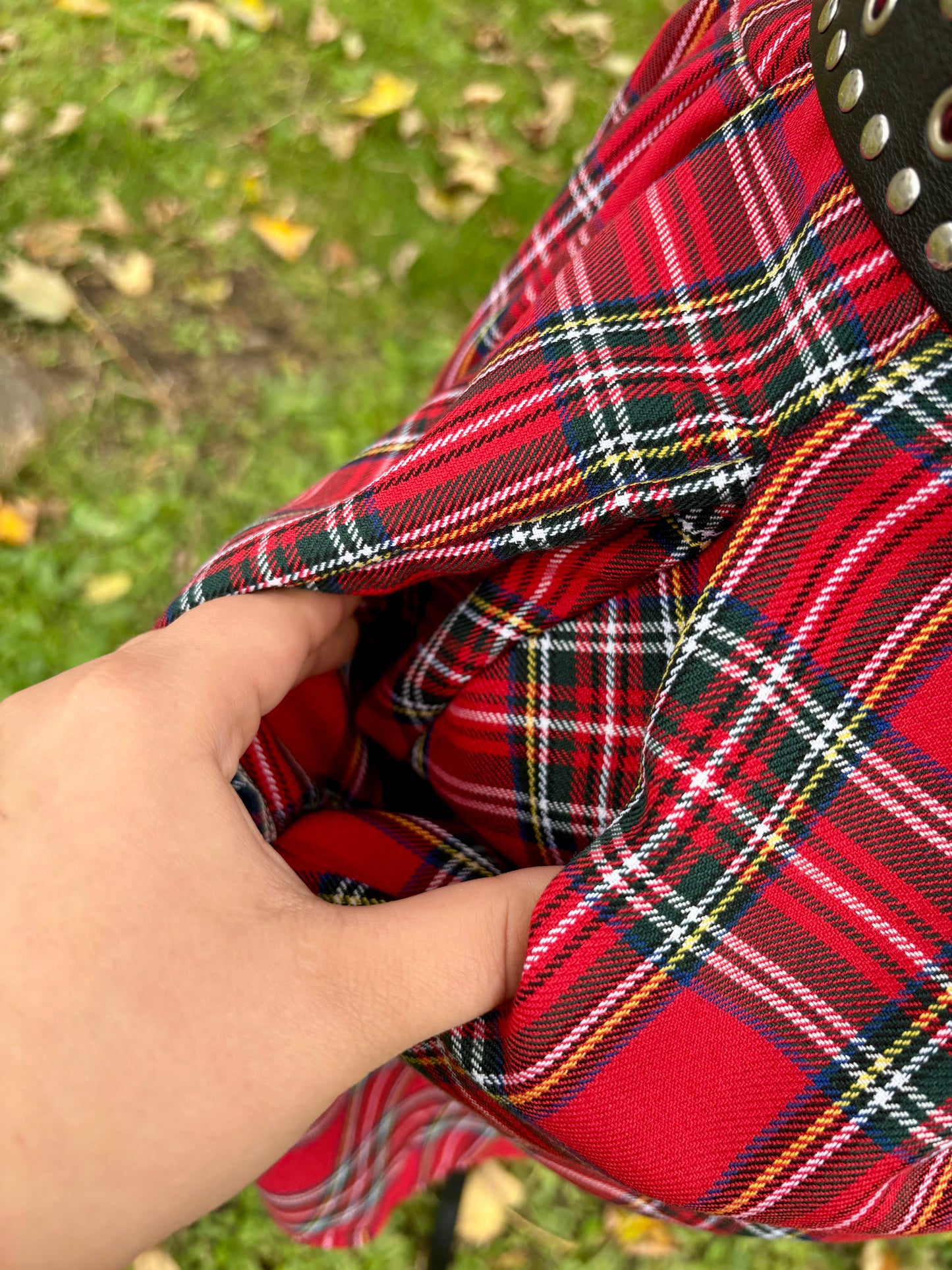 Baby Doll Dress in Red Tartan fabric - ruffle sleeves
