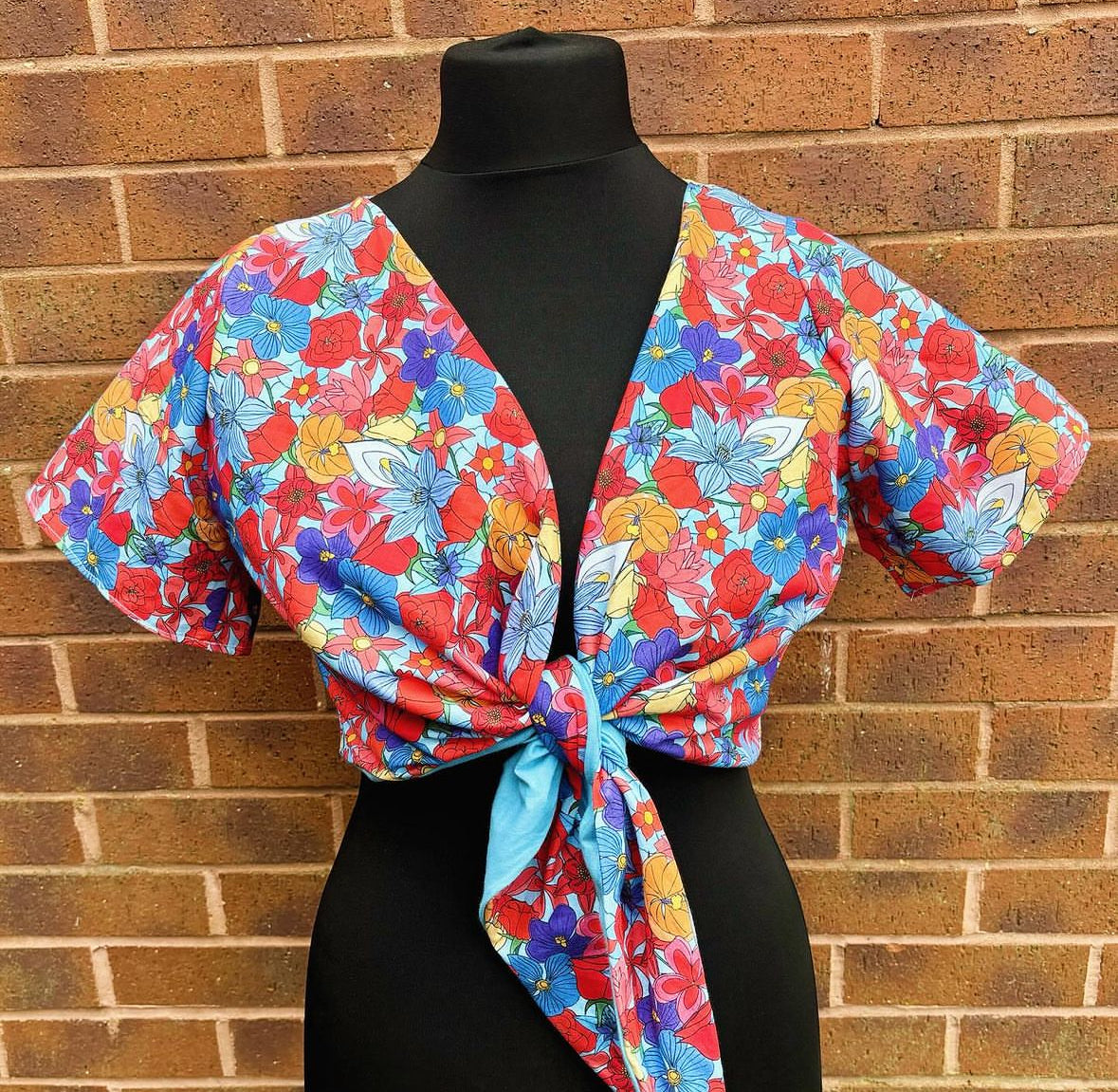 Tie Front Crop Top - Summer Floral Fabric