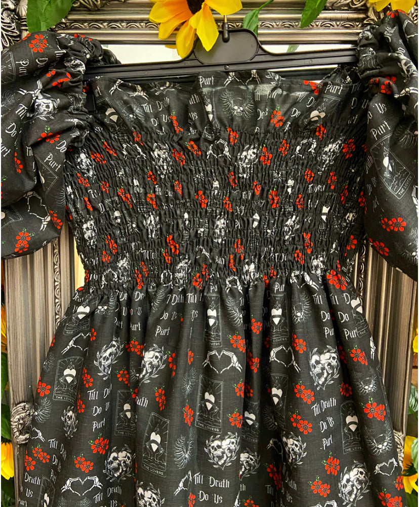Shirred Puff Sleeve Dress - Till Death Do Us Part (off the shoulder dress)