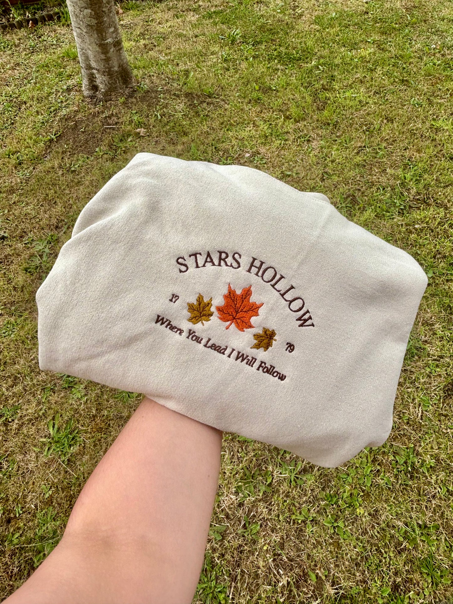 Stars Hollow Embroidered T-shirt, Sweatshirt or Hoodie. Classic Sand