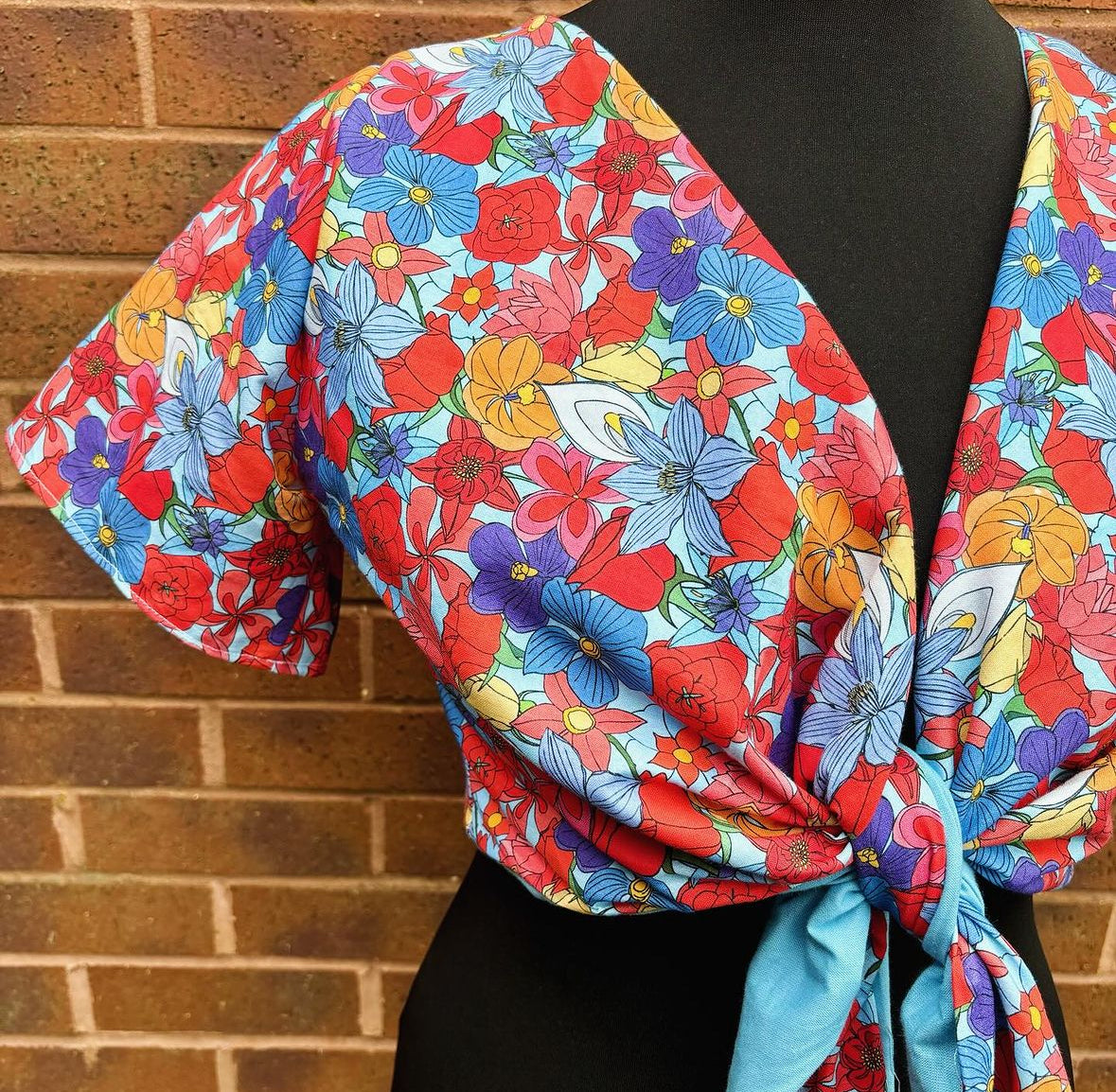 Tie Front Crop Top - Summer Floral Fabric