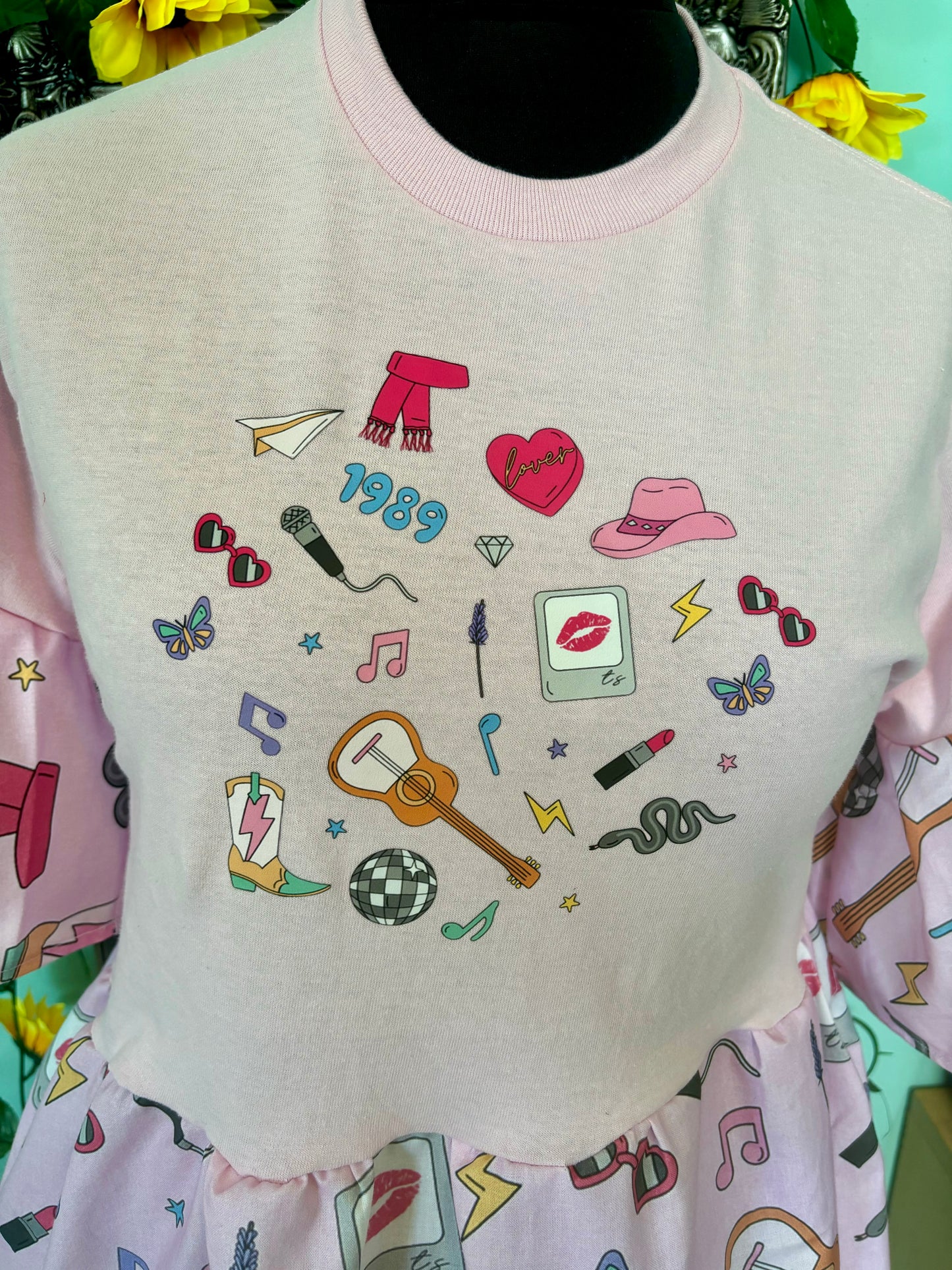 Swift Icons Smock Dress with printed bodice - free pockets