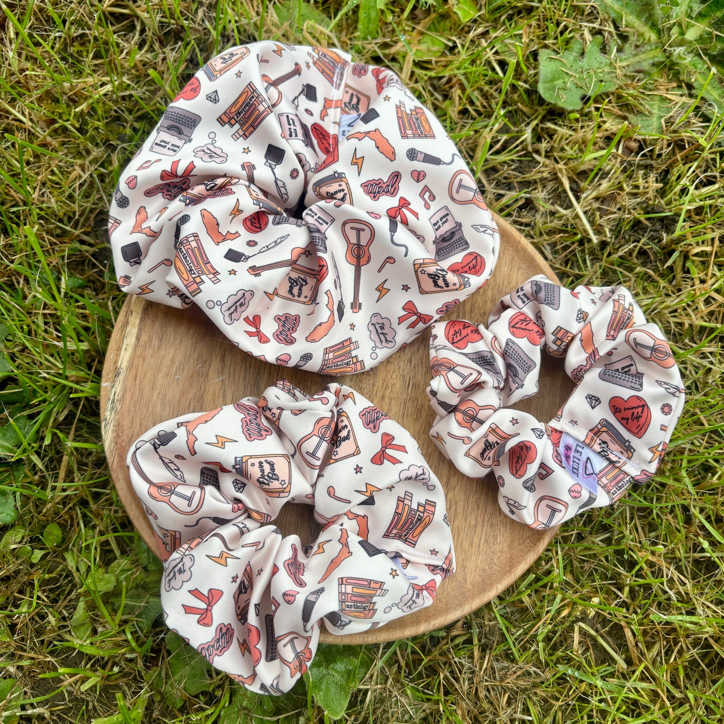 TTPD Swift faux gloss silk scrunchies