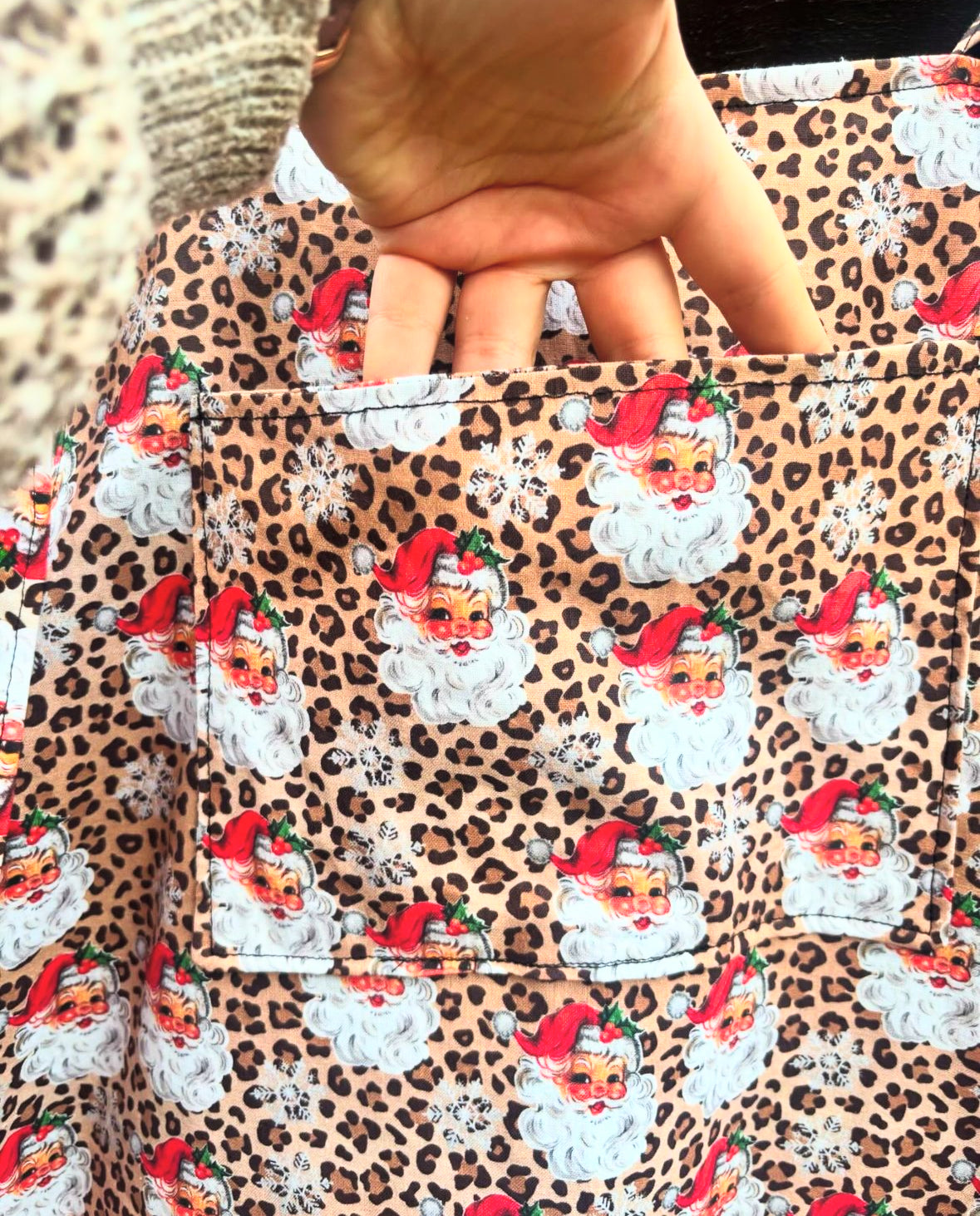 Dungarees - Leopard Print Santa fabric