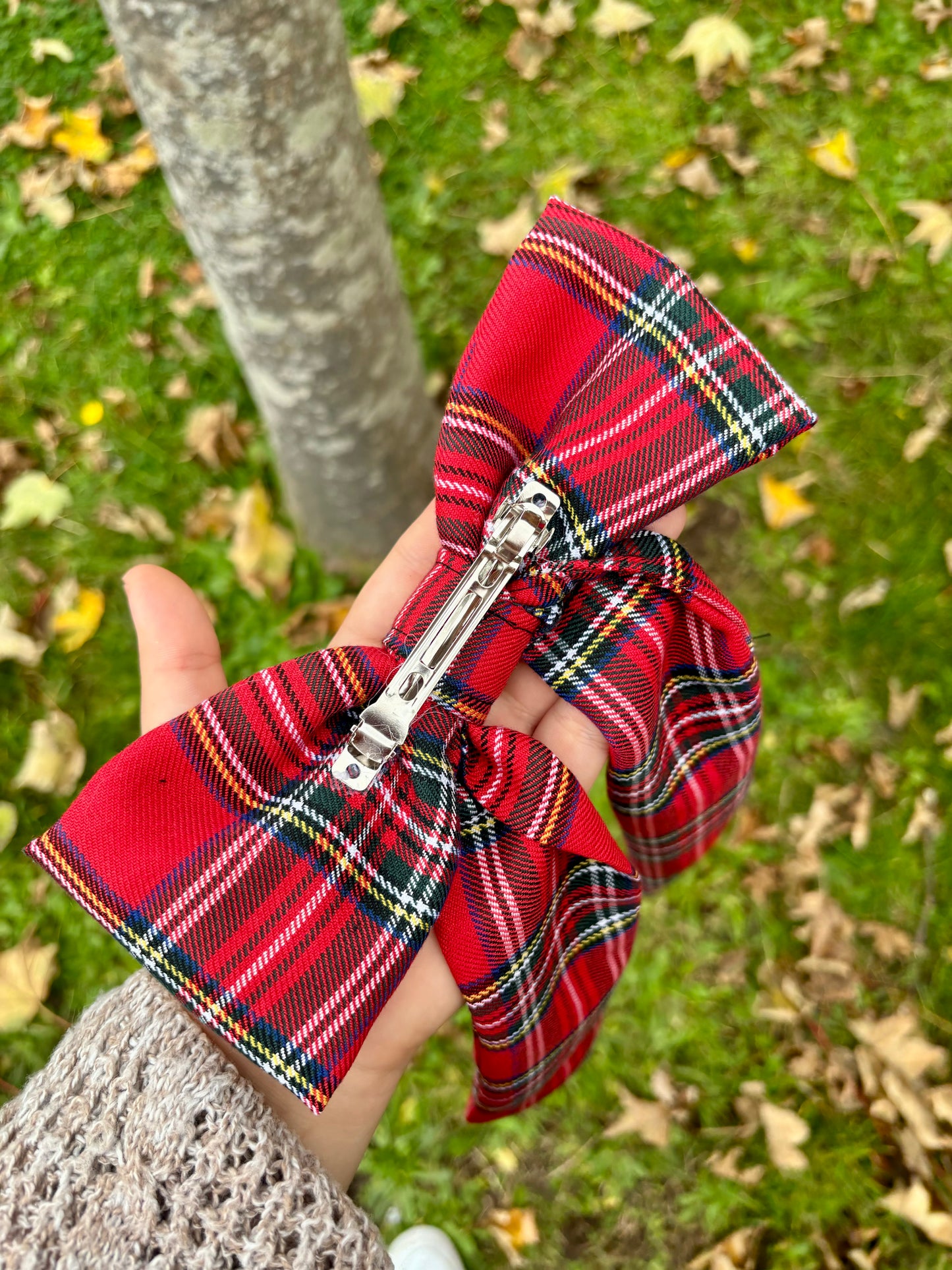 Red Tartan classic hair bow
