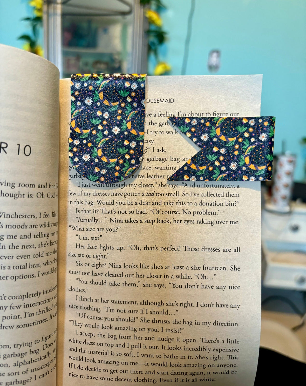 Set of two magnetic Faux leather bookmarks (multiple designs)
