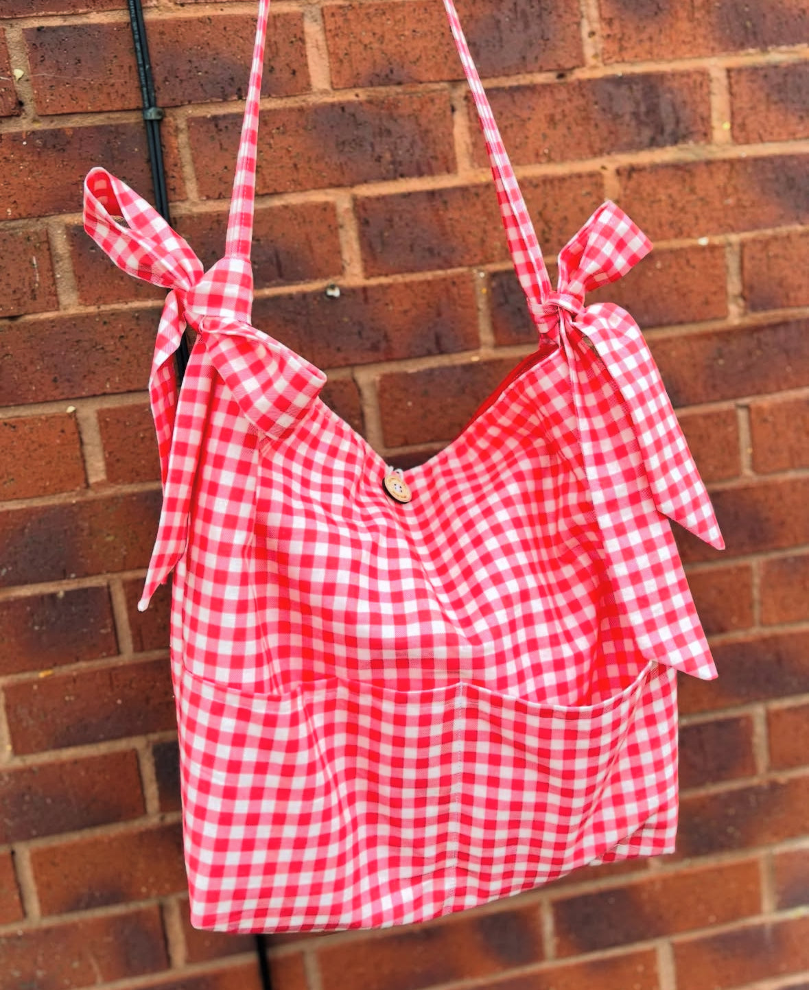 Red and Cream Gingham Picnic Bag
