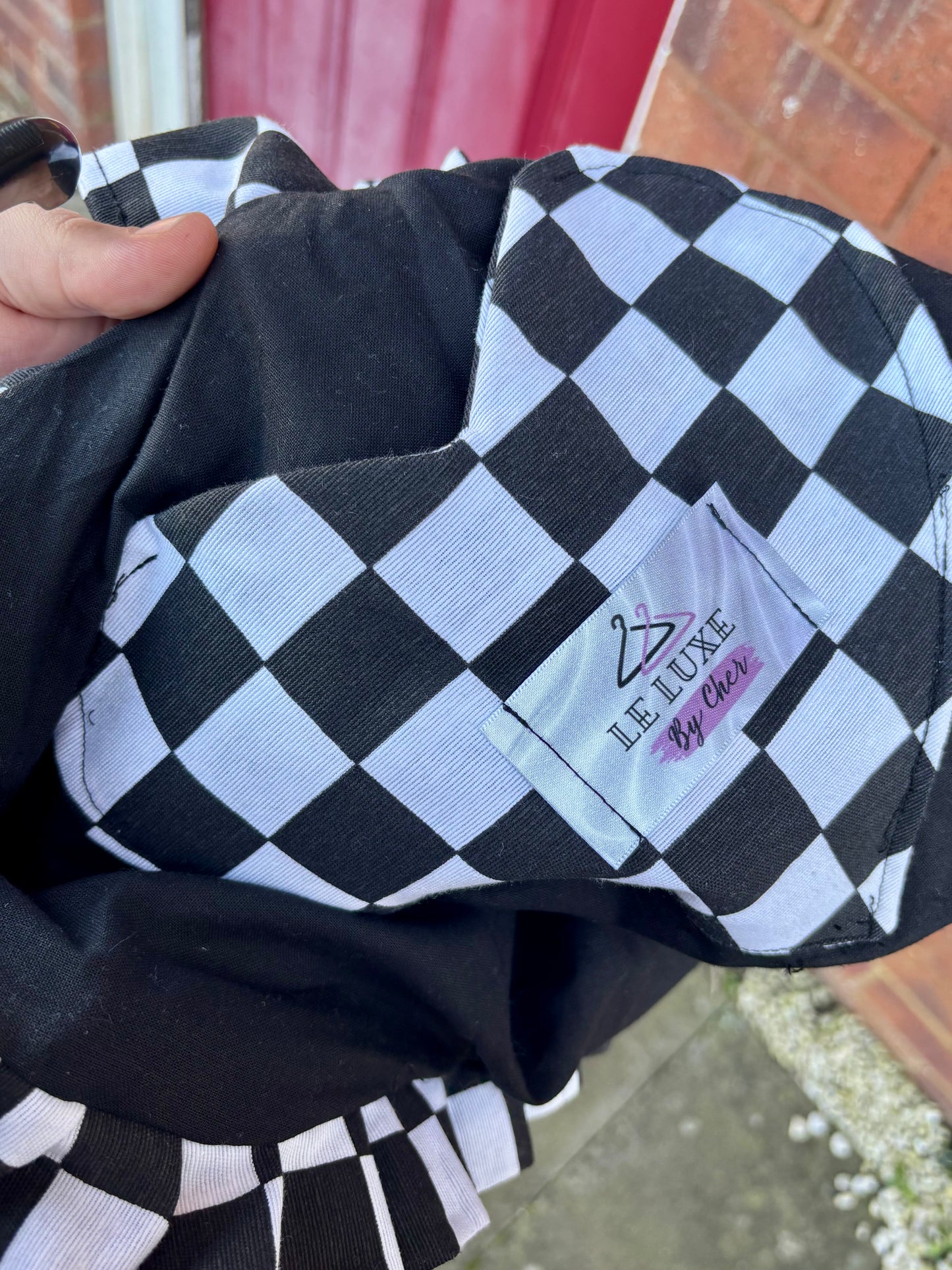 Large checkerboard heart tote bag