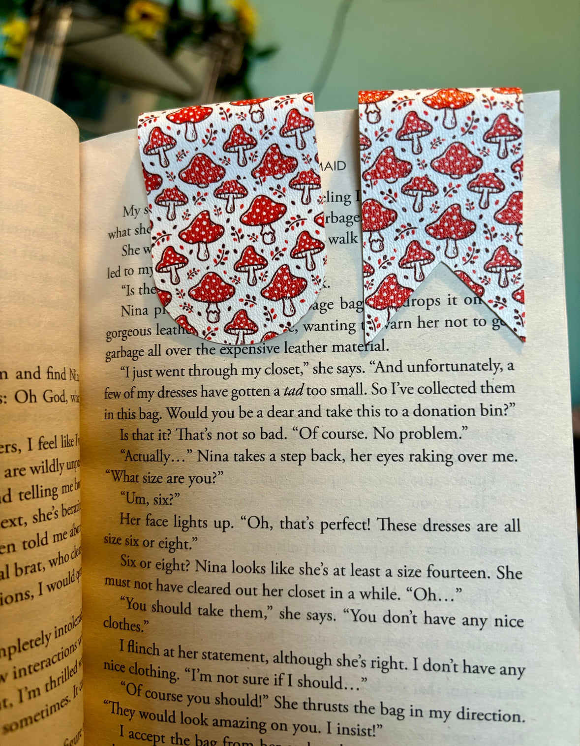 Set of two magnetic Faux leather bookmarks (multiple designs)