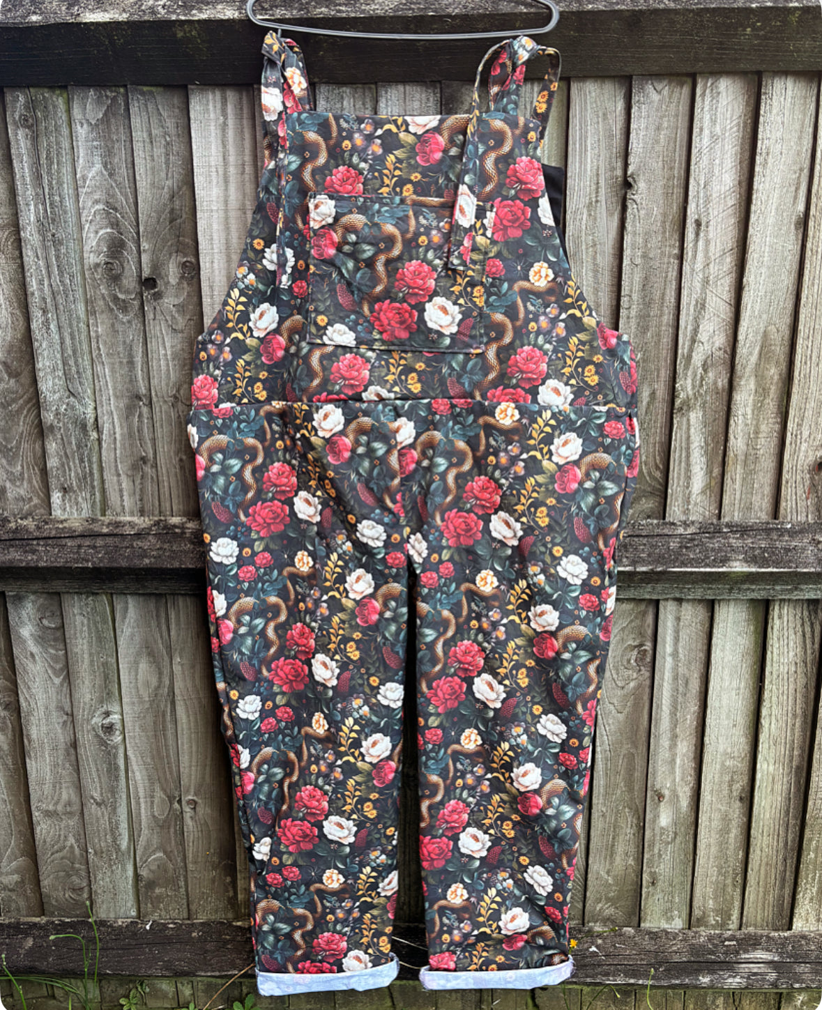 Dungarees - Roses & Snakes fabric