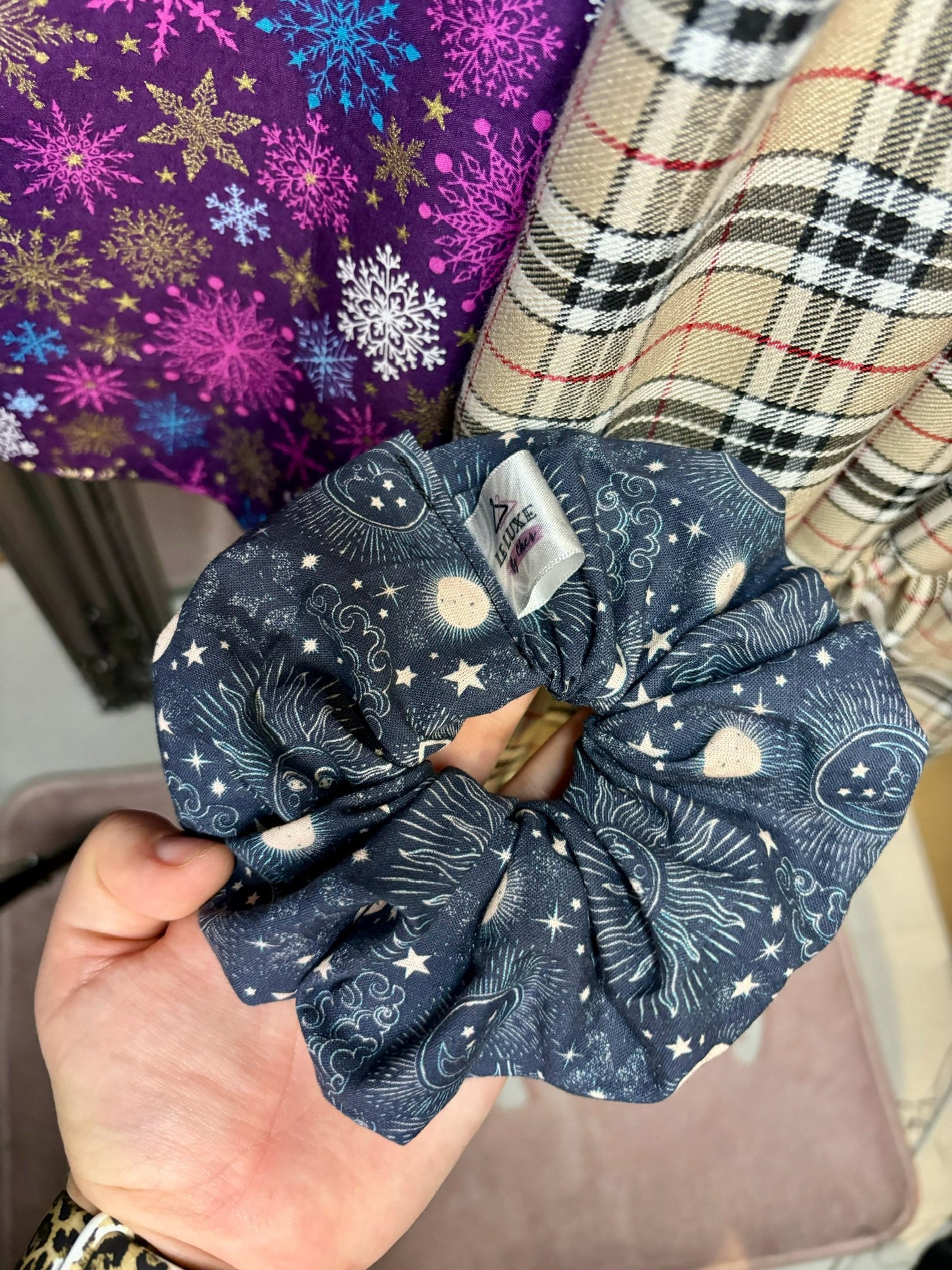 Navy Celestial (Cotton) scrunchie