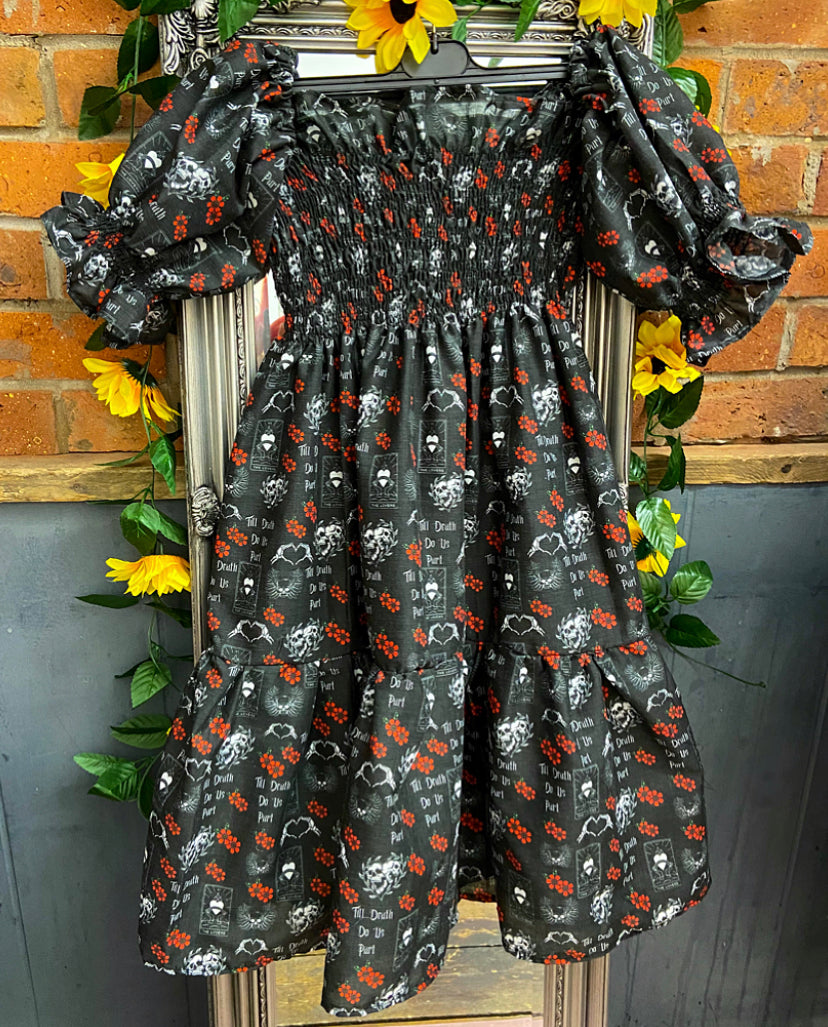 Shirred Puff Sleeve Dress - Till Death Do Us Part (off the shoulder dress)