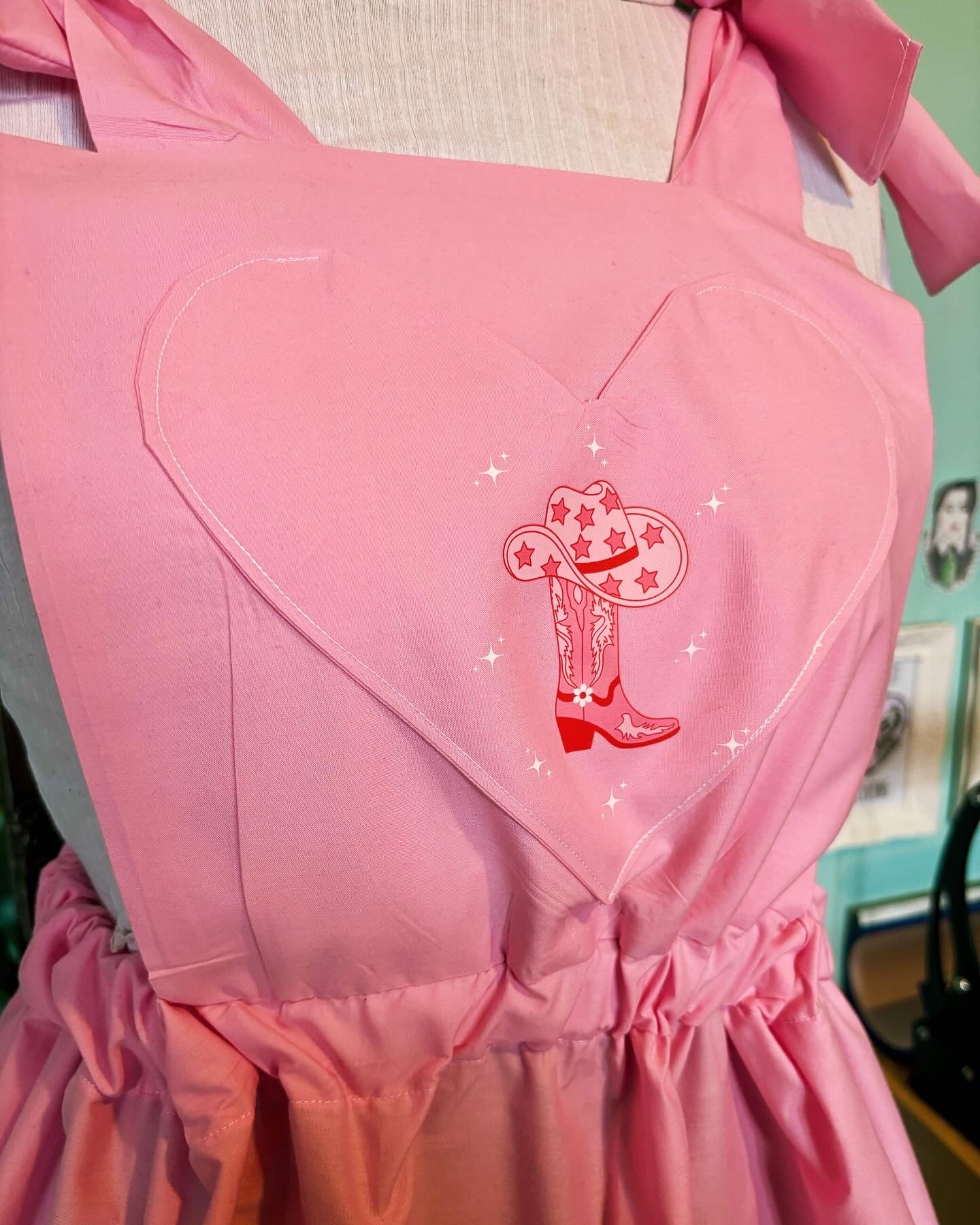 Baby Pink Cow Gal Pinafore Dress