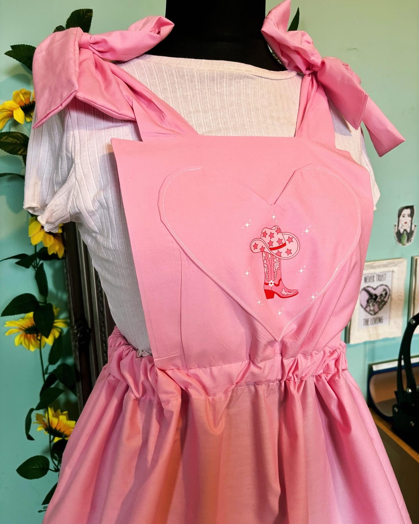 Baby Pink Cow Gal Pinafore Dress