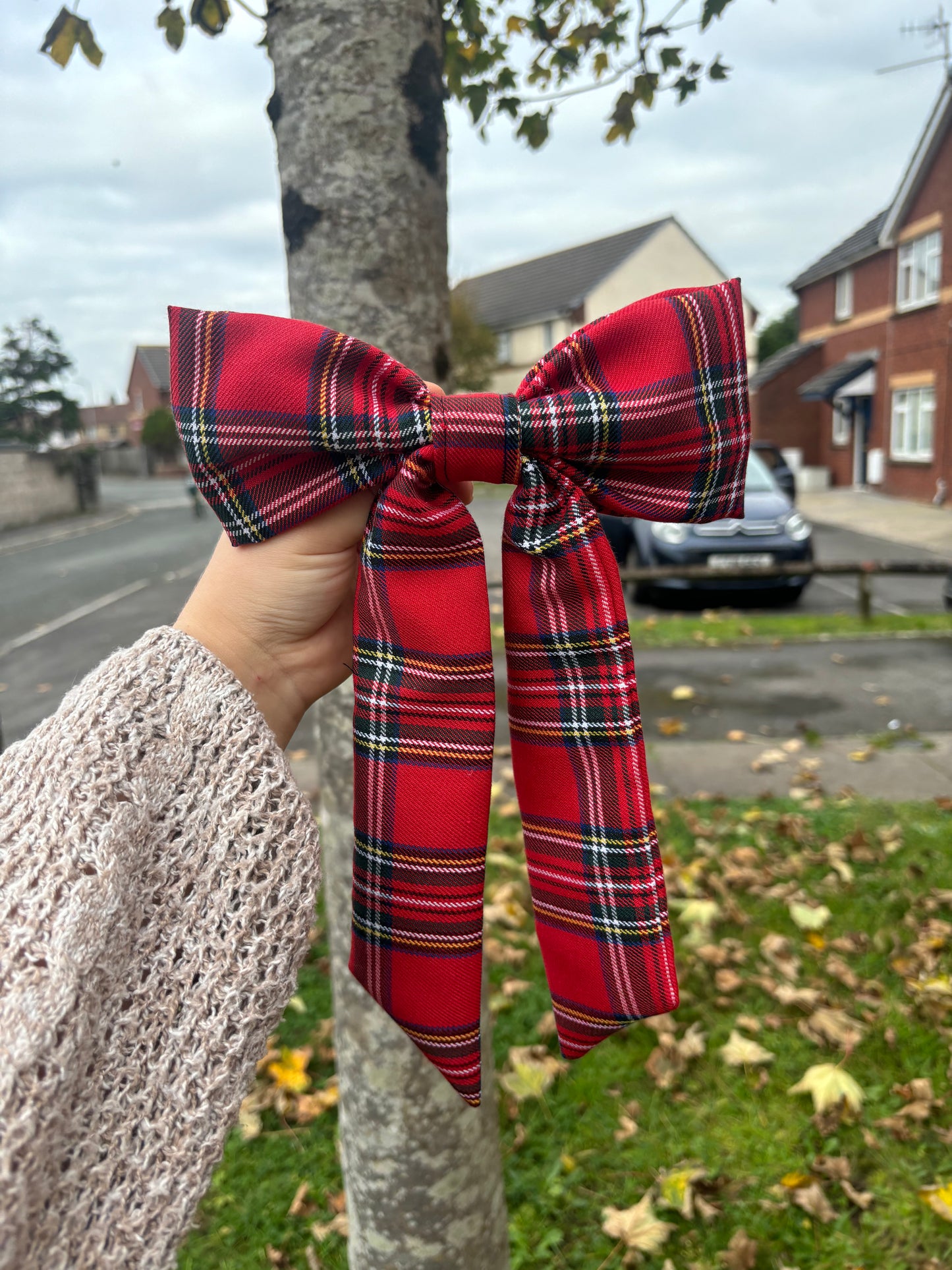 Red Tartan classic hair bow