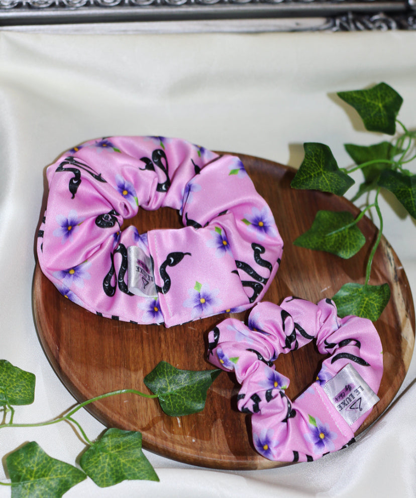 Pink Snake premium duchess silk scrunchie