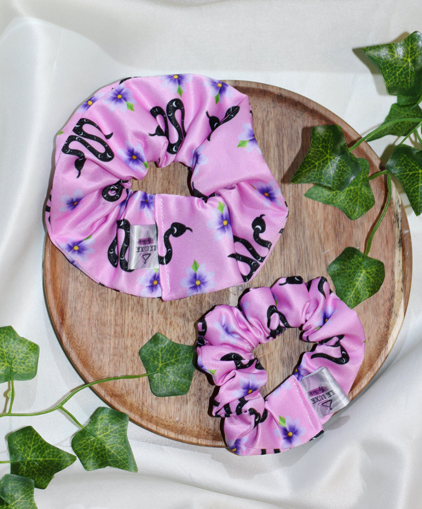 Pink Snake premium duchess silk scrunchie