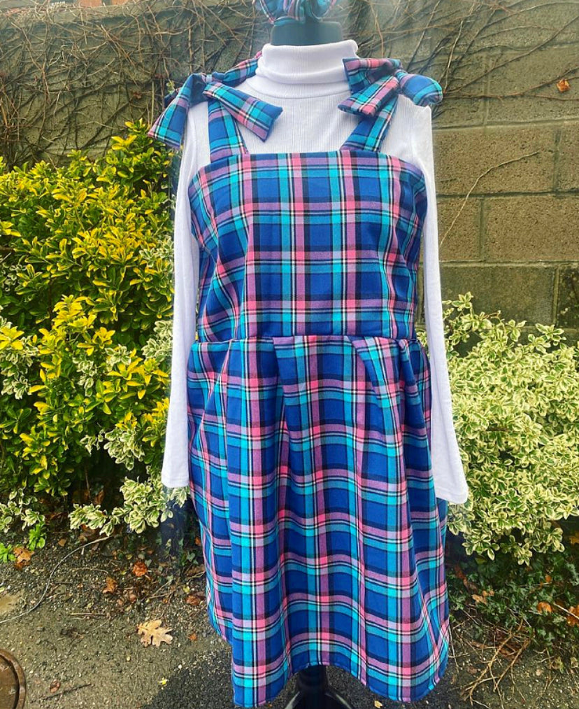 Baby doll dress - Blueberry Tartan fabric