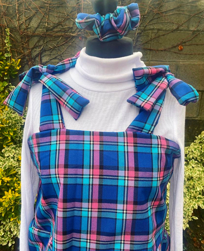 Baby doll dress - Blueberry Tartan fabric