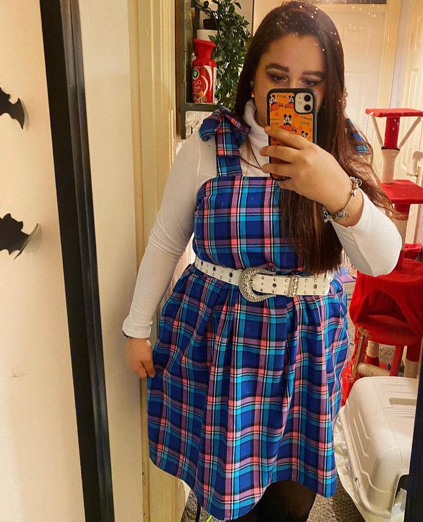 Baby doll dress - Blueberry Tartan fabric