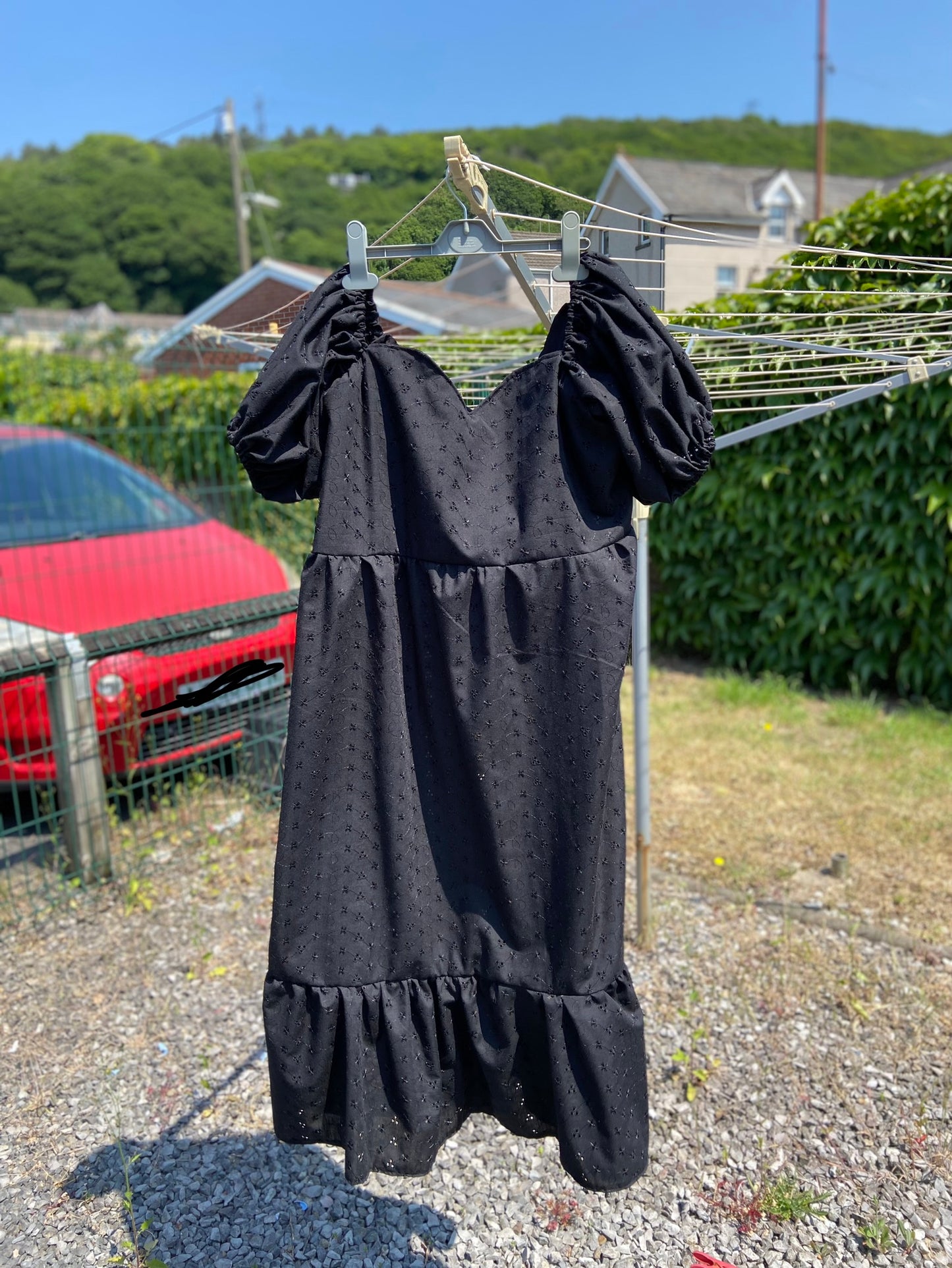 Broderie Anglais Black Sweetheart Maxi Dress
