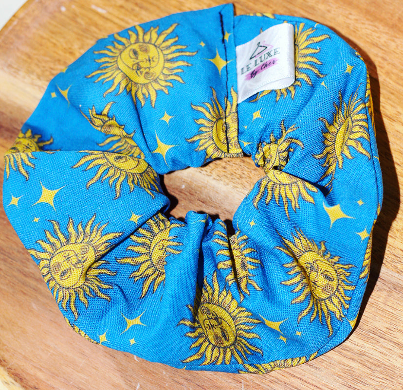 Sun and moon scrunchie 100% woven calico cotton fabric