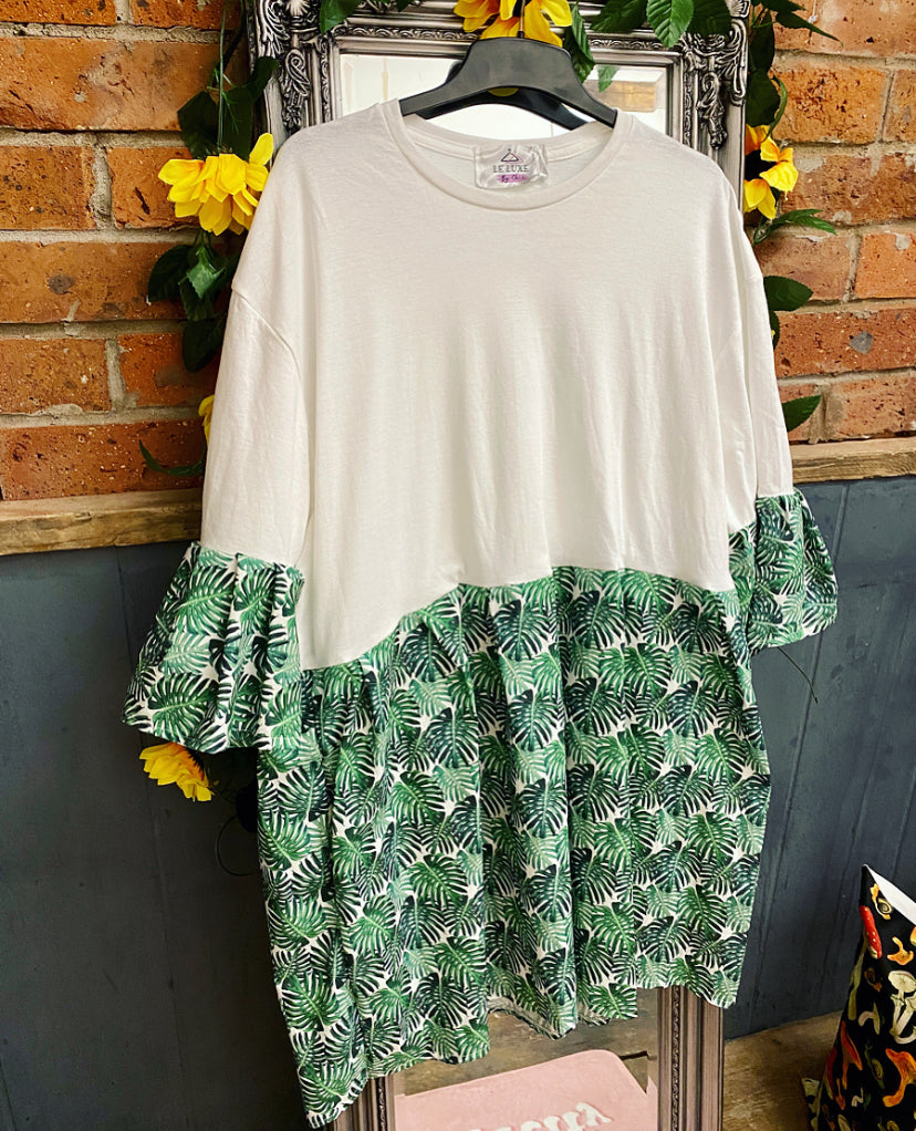 Tropical Leaves Smock dress