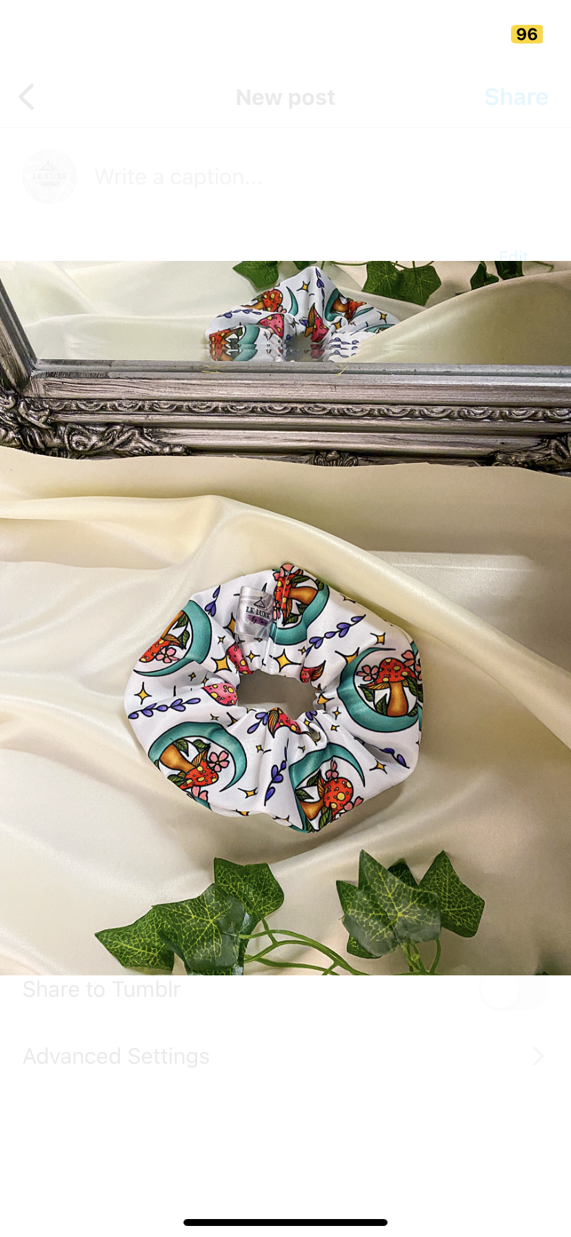 Mushroom Moons premium duchess silk scrunchie