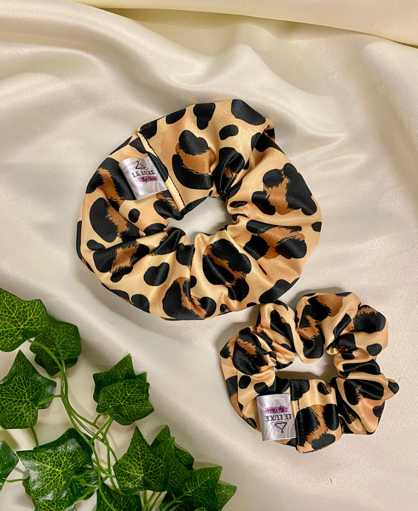 Leopard Print premium duchess silk scrunchie
