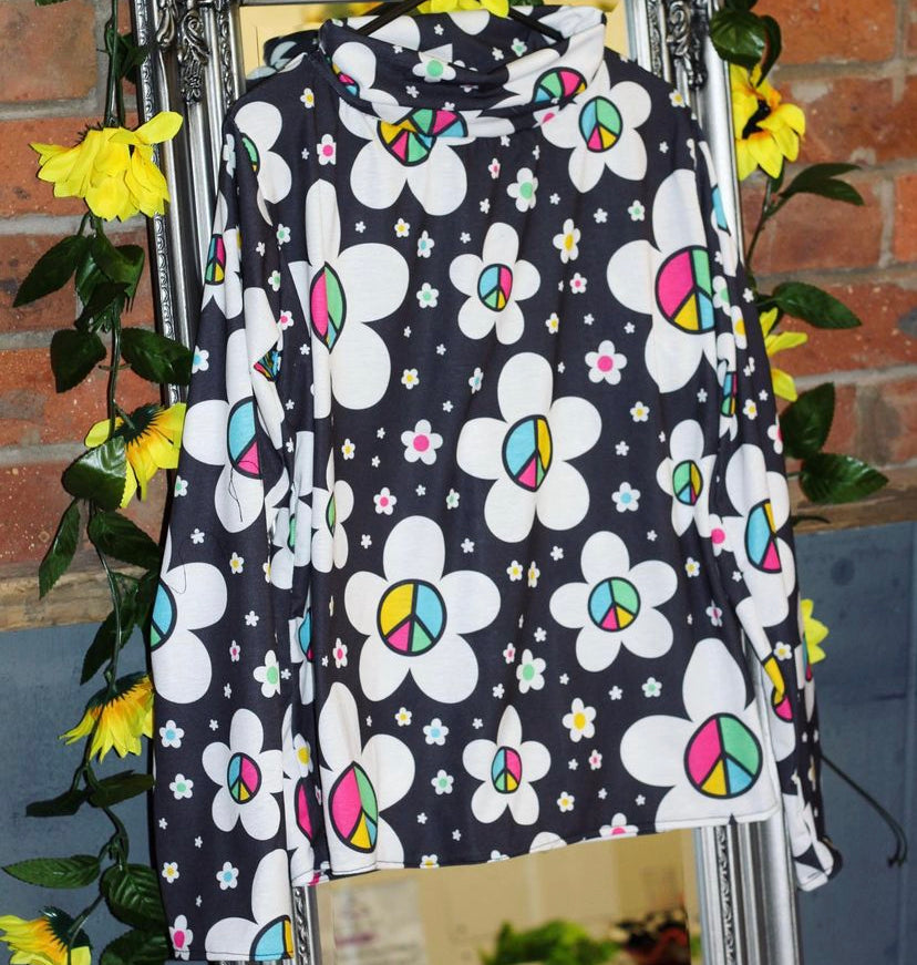 Turtleneck - Peace Daisies fabric
