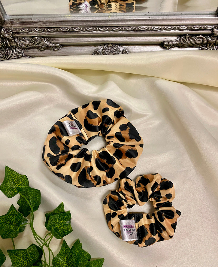 Leopard Print premium duchess silk scrunchie