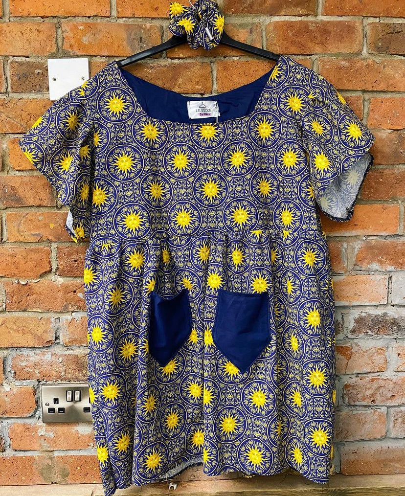 RTS Libby Dress - Celestial Suns fabric