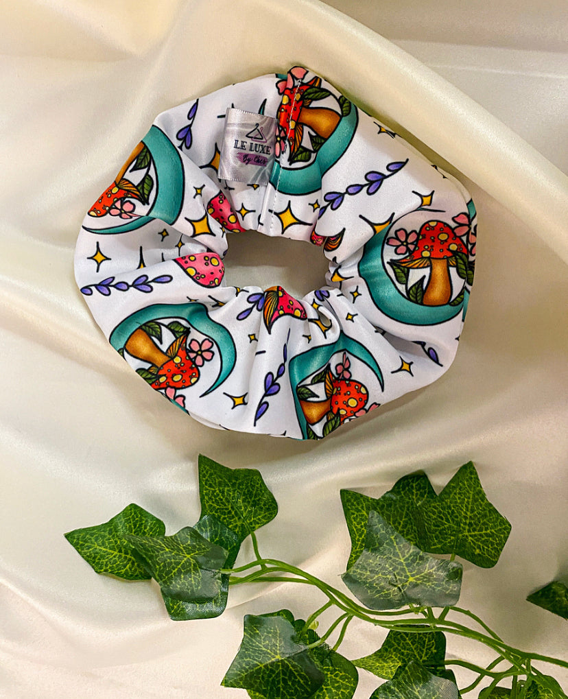 Mushroom Moons premium duchess silk scrunchie