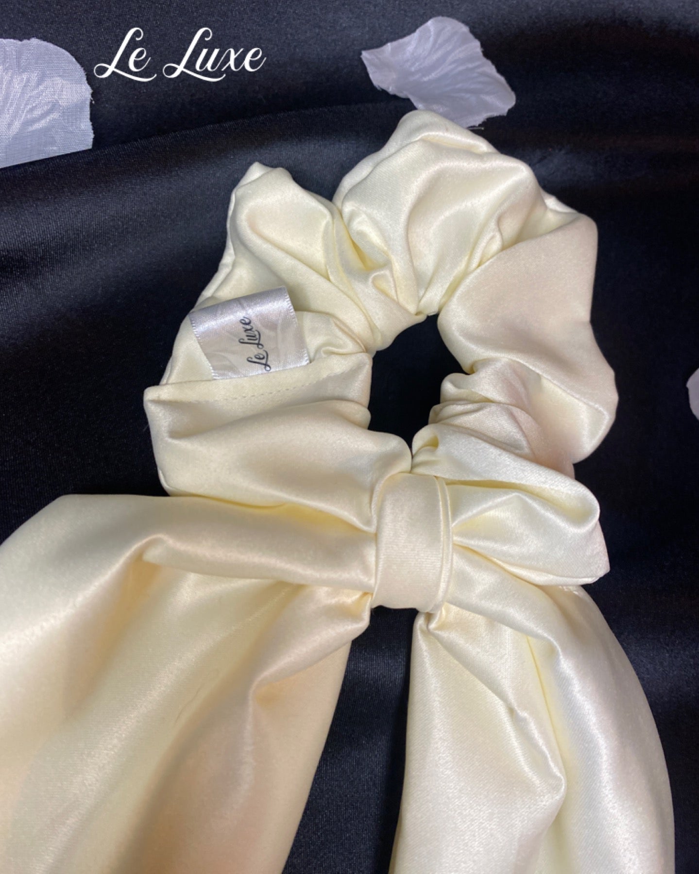 Bridal scarf scrunchie - Vanilla White premium luxury duchess silk