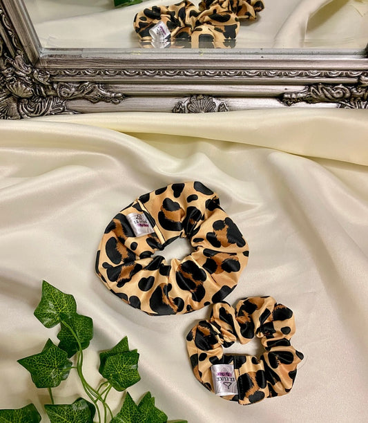 Leopard Print premium duchess silk scrunchie