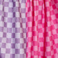 Pink and Purple Split Checkerboard Skirt