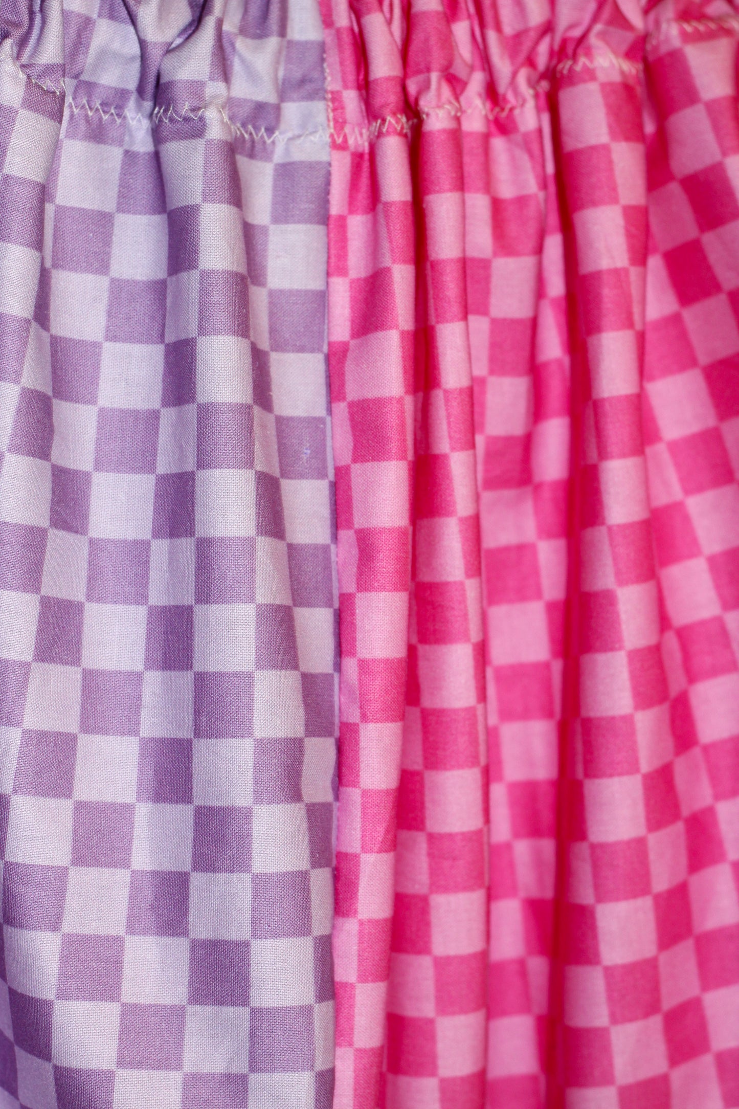 Pink and Purple Split Checkerboard Skirt