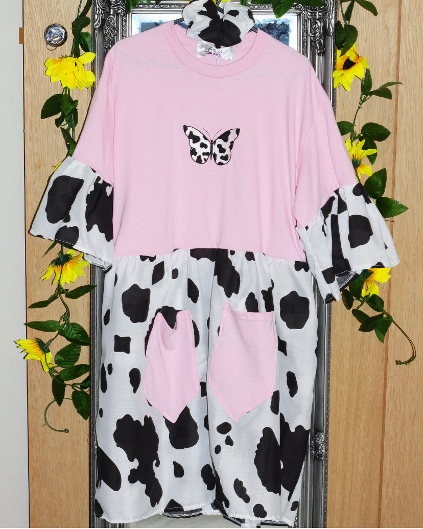 Pink Cow Smock Dress
