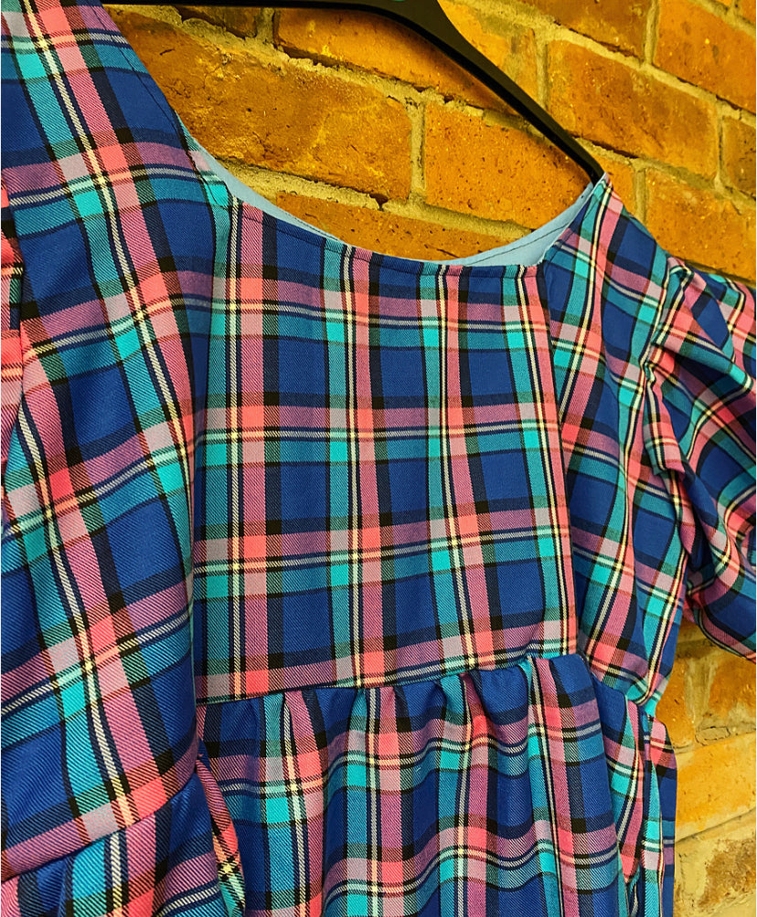 RTS Libby Dress - Multi Tartan fabric
