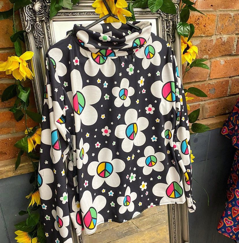 Turtleneck - Peace Daisies fabric