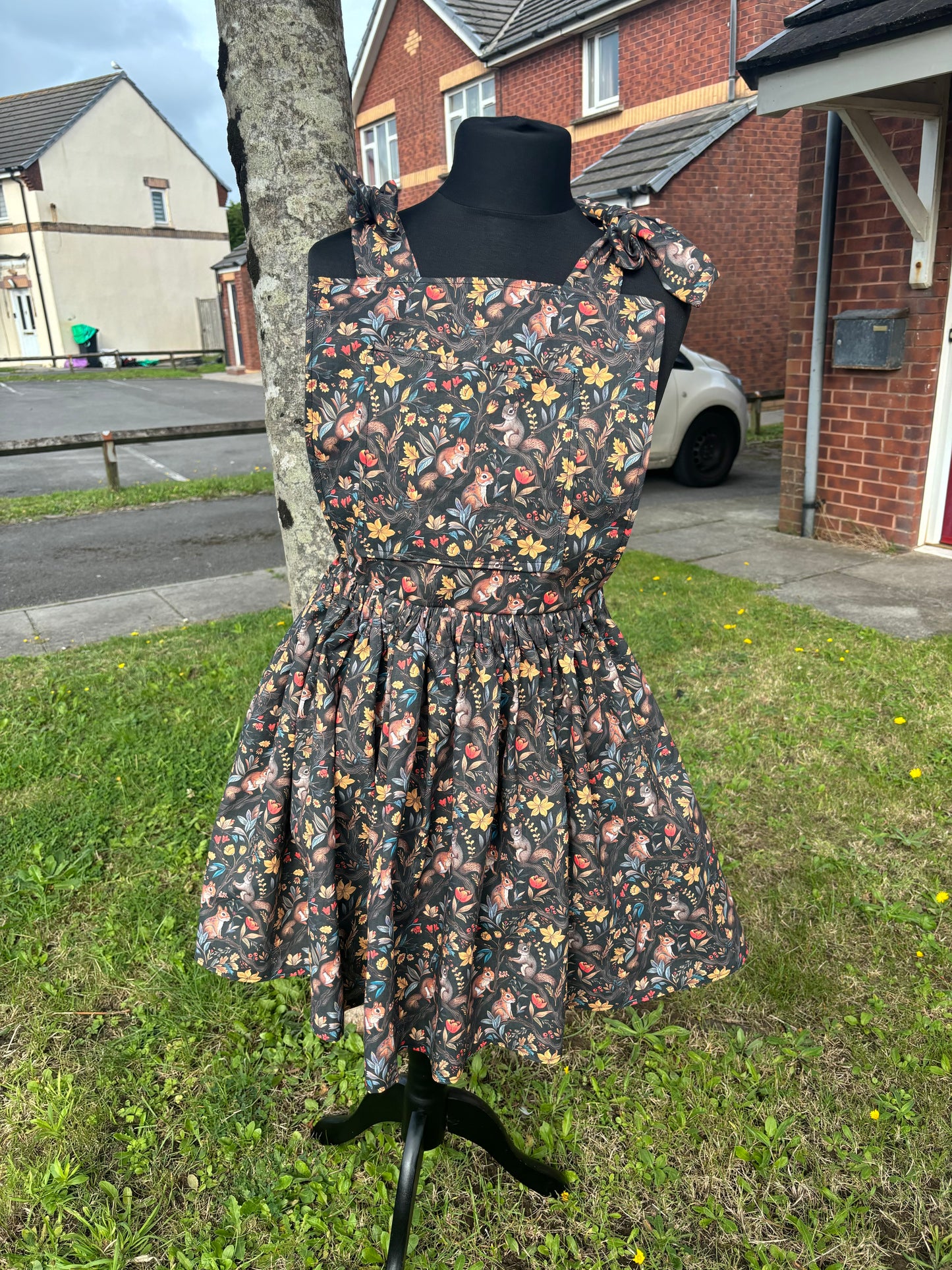 Pinafore Dress - Woodland Squirrel fabric