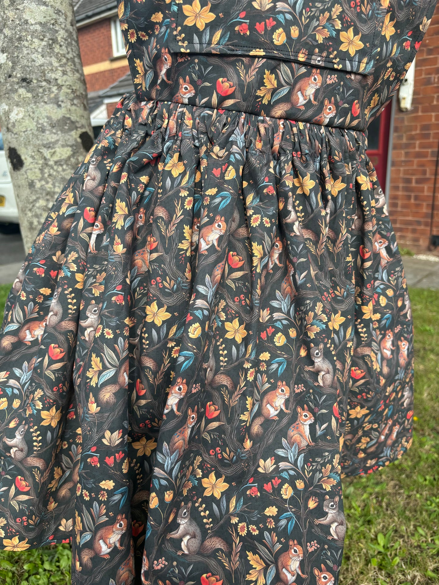 Pinafore Dress - Woodland Squirrel fabric