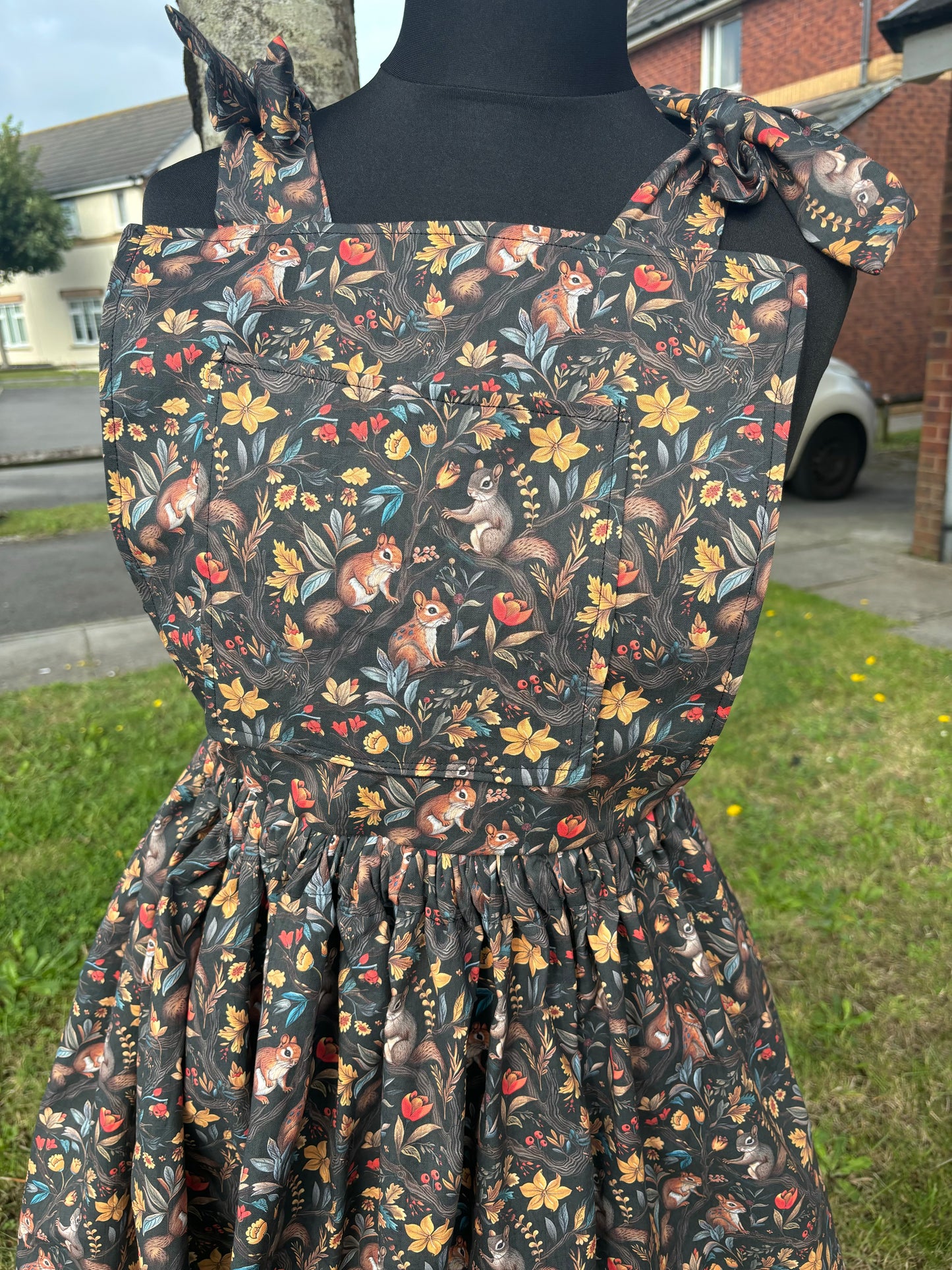 Pinafore Dress - Woodland Squirrel fabric