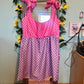 Baby doll dress - Miss Matched Pint and Purple Checkerboard fabric - scoop neck and added elastic
